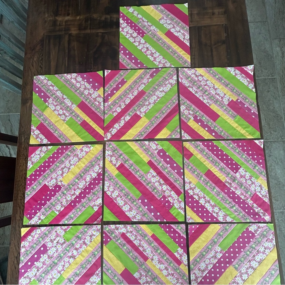 Machine Pieced Crazy Quilt Blocks 12 x 12 Set of 10—100% Cotton Muslin Backing
